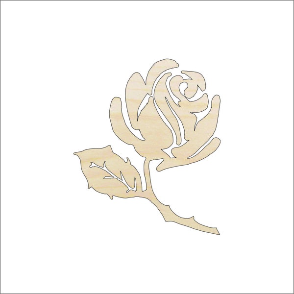 Flower Rose - Laser Cut Out Unfinished Wood Shape Craft Supply FLR95