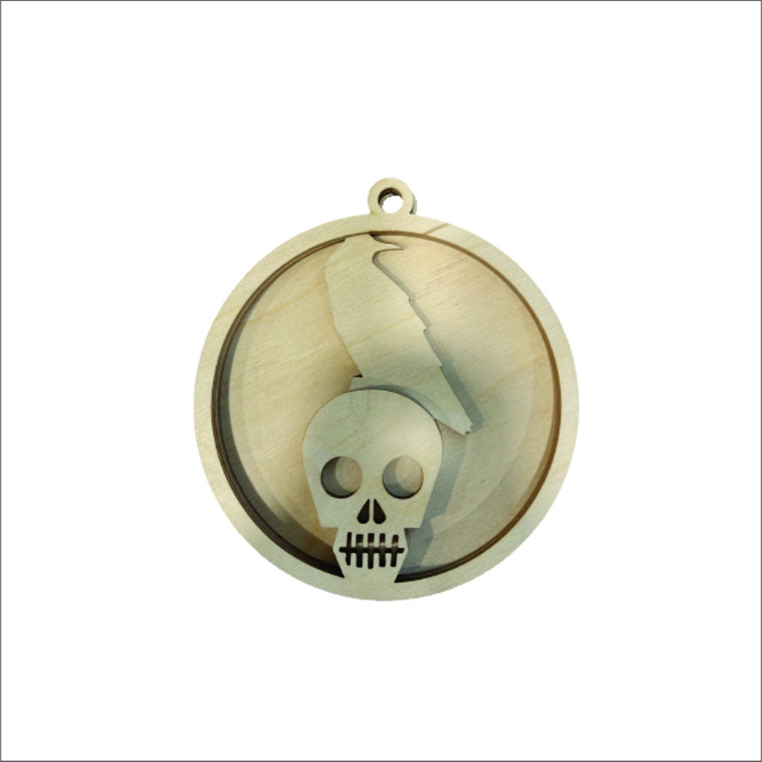 3D Ornament Skull 4 Pieces Laser Cut Out Unfinished ORN311 3D Ornament Skull 4 Pieces Laser Cut Out Unfinished ORN311