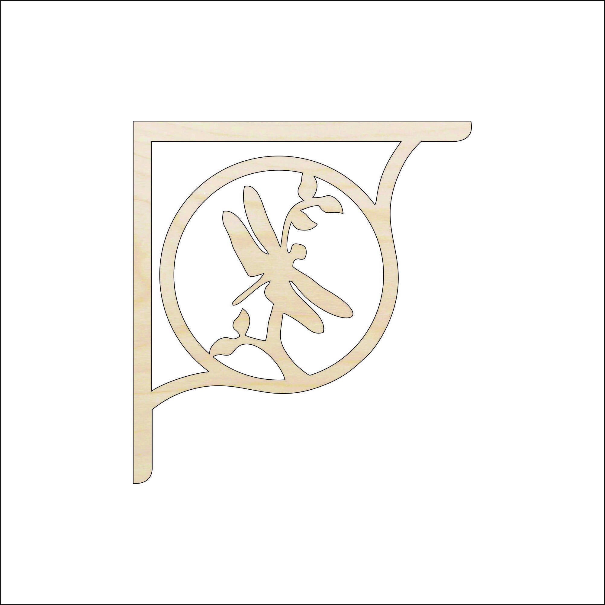 Shelf Bracket Dragonfly - Laser Cut Out Unfinished Wood Craft Shape SHLF16 Shelf Bracket Dragonfly - Laser Cut Out Unfinished Wood Craft Shape SHLF16