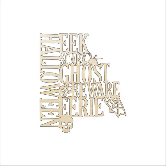 Word Halloween - Laser Cut Out Unfinished Wood Craft Shape FAL68 Word Halloween - Laser Cut Out Unfinished Wood Craft Shape FAL68