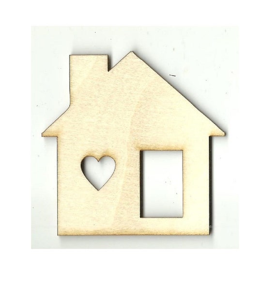 Unfinished House Shape Wooden Cutout