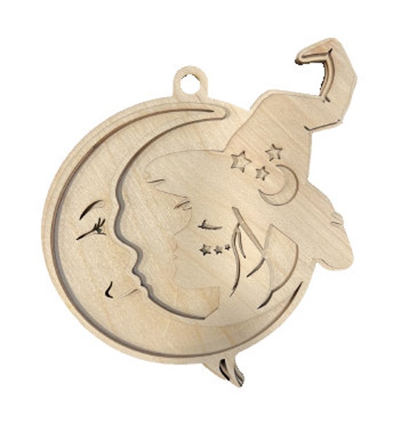 3D Ornament Witch 3 Pieces Laser Cut Out Unfinished ORN315 3D Ornament Witch 3 Pieces Laser Cut Out Unfinished ORN315