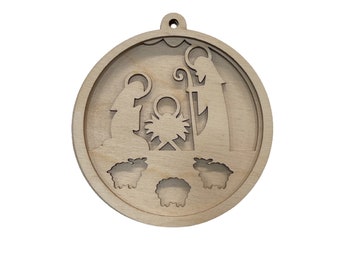 3D Ornament Nativity 3 Pieces Laser Cut Out Unfinished ORN15 3D Ornament Nativity 3 Pieces Laser Cut Out Unfinished ORN15