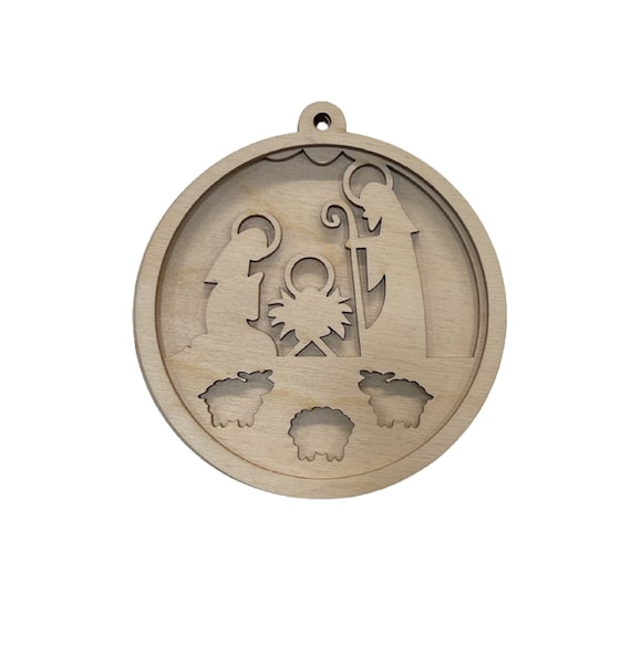 3D Ornament Nativity 3 Pieces Laser Cut Out Unfinished ORN15 3D Ornament Nativity 3 Pieces Laser Cut Out Unfinished ORN15