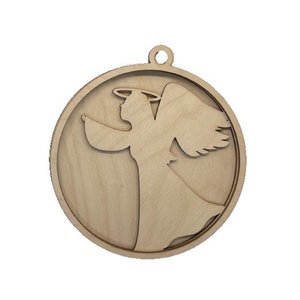 3D Ornament Angel 3 Pieces Laser Cut Out Unfinished Wood ORN160 3D Ornament Angel 3 Pieces Laser Cut Out Unfinished Wood ORN160