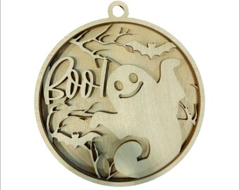 3D Ornament Ghost 3 Pieces Laser Cut Out Unfinished ORN306 3D Ornament Ghost 3 Pieces Laser Cut Out Unfinished ORN306