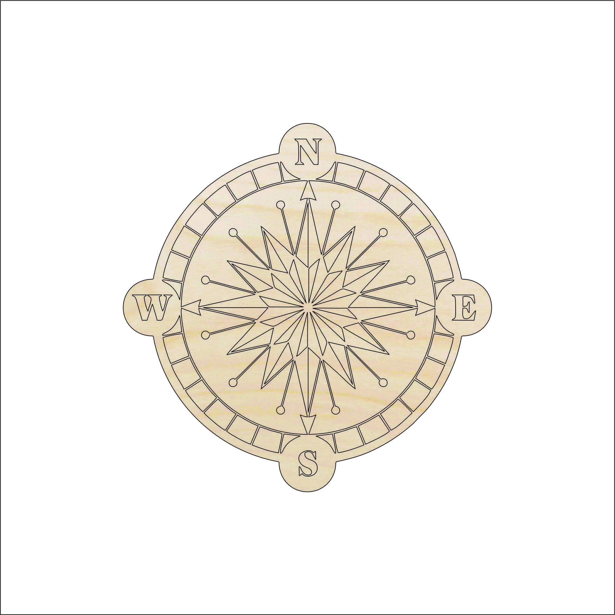 Compass - Laser Cut Out Unfinished Wood Craft Shape TRP68 Compass - Laser Cut Out Unfinished Wood Craft Shape TRP68