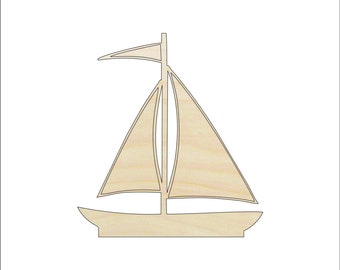 Sailboat - Laser Cut Unfinished Wood Shapes  Variety of Sizes Craft Supply DIY BOT11