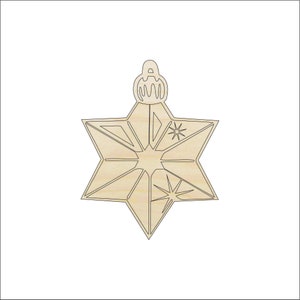 Star Ornament - Unfinished Wood Laser Cut Out Shape Craft Supply XMS48