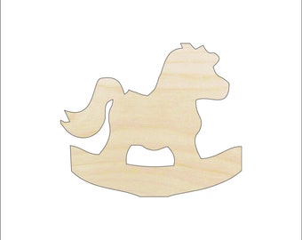 Toy Rocking Horse - Laser Cut Out Unfinished Wood Shape Craft Supply TOY2