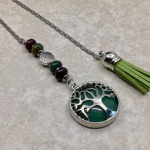 Aventurine Tree of Life Silver Chain Bookmark, Beaded Tree Book Thong, Gemstone Bookmarker, Handmade Reader Gift, Reading Accessory