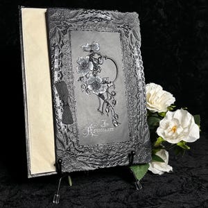 Rare Edwardian French-Canadian Memorial Card Embossed Ornate Funeral Bereavement Remembrance Grieving Card Collectible Ephemera