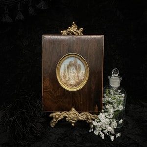 Antique 1800&#39;s Rare French Victorian Mourning Human Hair Art Placard Memento Mori