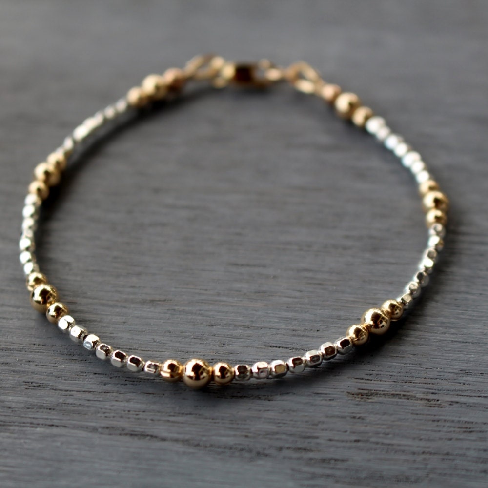 Gold and Silver Beaded Bracelet Womens Beaded Bracelet | Etsy