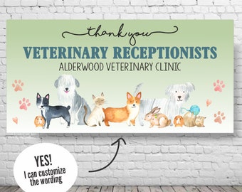 Veterinary Receptionists Week, Veterinary Assistants Week Banner, Veterinary Appreciation Banner, Vet Tech Sign, Thank You Veterinarian Sign