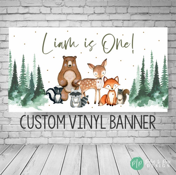 Woodland Birthday Banner, Woodland Birthday Decorations, Woodland Banner, Woodland Creatures Banner, Woodland Animal Banner, Boys birthday Il_570xn