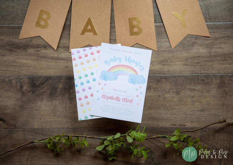 Rainbow Baby Shower Invitation Rainbow Invitation Rainbow Etsy