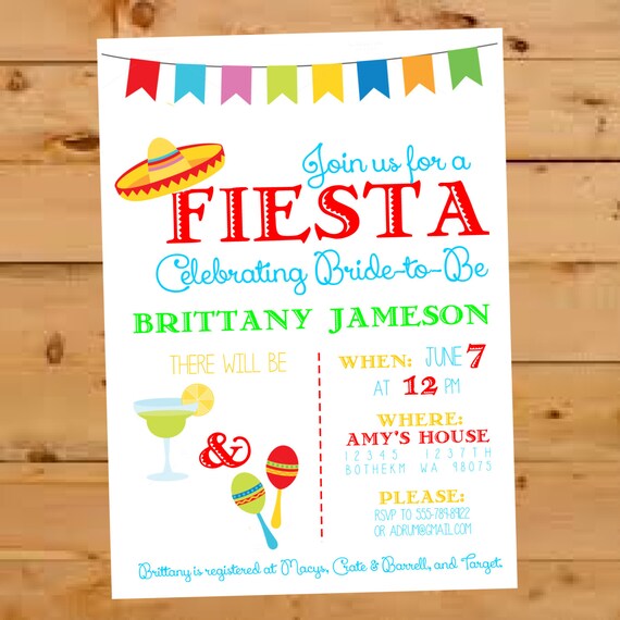 Mexican Bridal Shower Invitation Fiesta Bridal Shower Invite Etsy