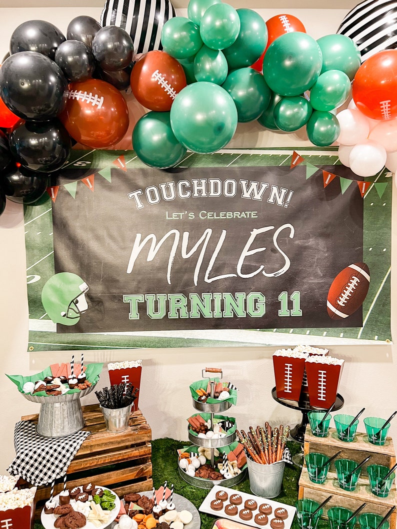 Football Birthday Banner, Football Party Decor, Football Birthday Decoration, Football Backdrop, Birthday Banner, Vinyl Banner Custom, Boy zdjęcie 10