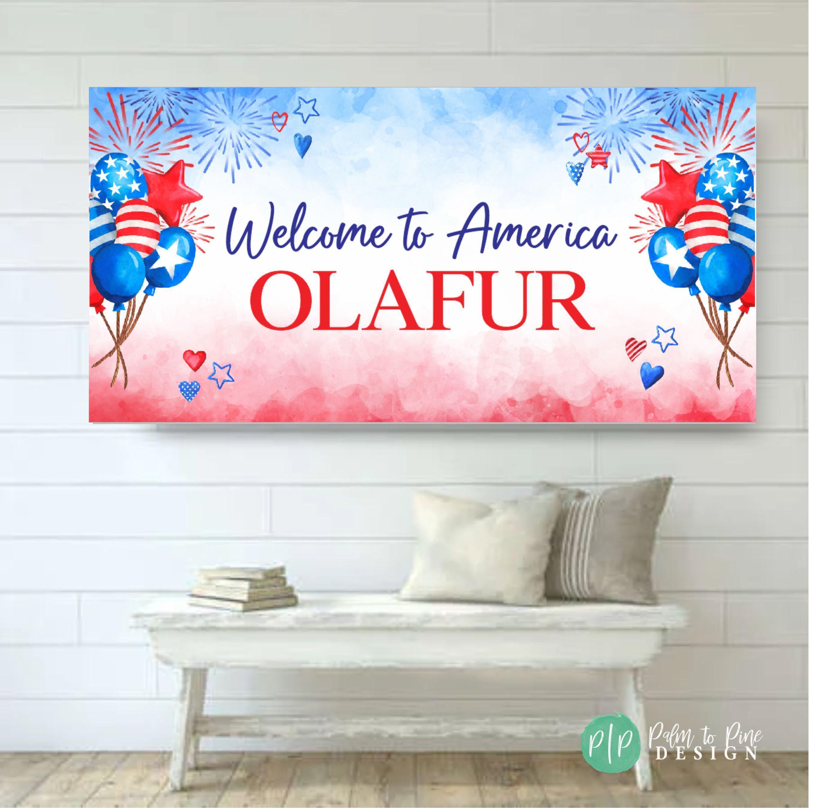 Welcome to America Banner, Custom USA Airport Sign, Au Pair