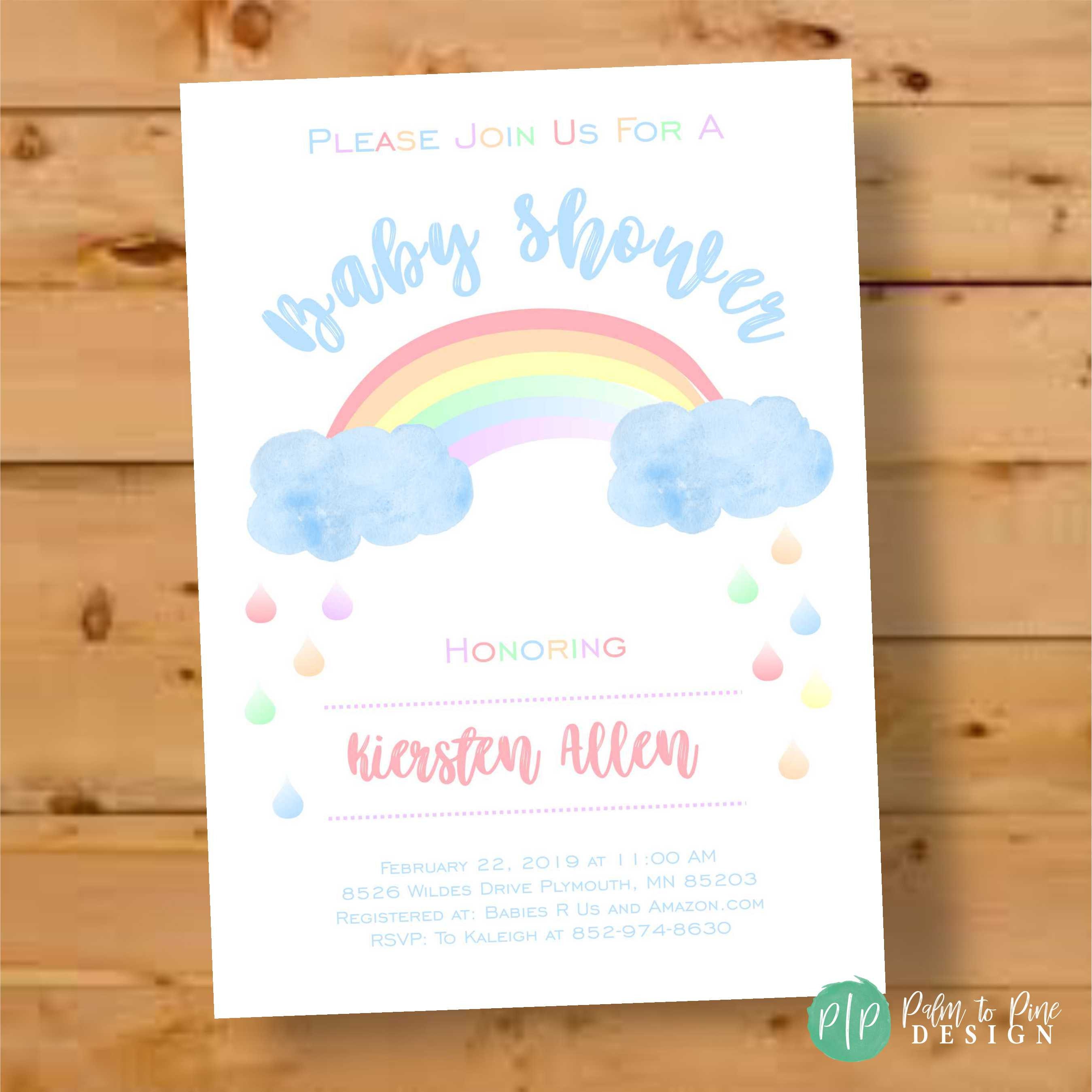 Rainbow Baby Shower Invitation Rainbow Invitation Rainbow Etsy