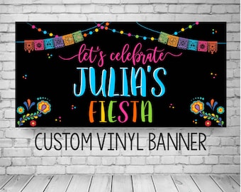 Personalized Fiesta Birthday Banner, Custom Mexican Theme Party Decor