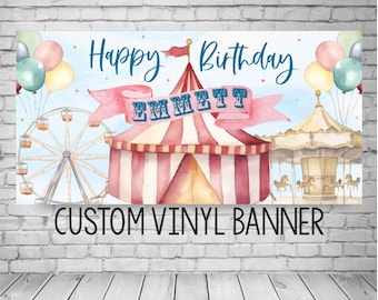 Circus Birthday Party Banner, Custom Carnival Backdrop, Under the Big Top