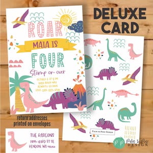 Dinosaur Birthday Banner, Girls Dino Party Decor, Custom Vinyl Backdrop (Color Options) image 10