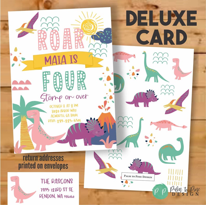 Dinosaur Birthday Banner, Girls Dino Party Decor, Custom Vinyl Backdrop (Color Options) image 10