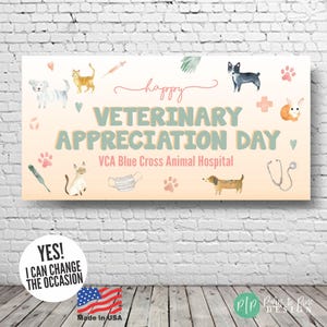 Veterinary Appreciation Banner, Personalized Vet Clinic Sign, Custom Wording