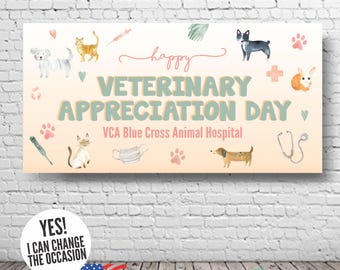 Veterinary Appreciation Banner, Personalized Vet Clinic Sign, Custom Wording