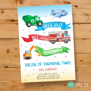 Things that Go invitation, Transportation birthday invite, Boy Birthday Invitation, Vehicles Birthday invite, things that go birthday invite