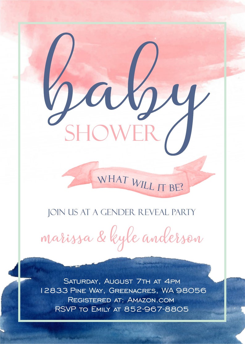 Gender Reveal Invitation Gender Reveal Baby Shower Etsy