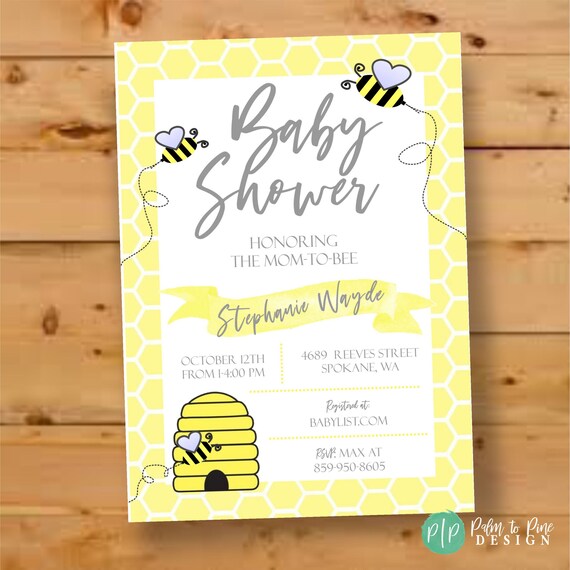 Bee baby shower invites, mommy to bee invitation, mommy to bee baby shower, bee birthday invitation, first bee day, what will it bee gender Il_570xn