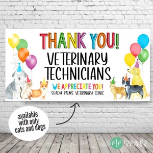 Veterinary Appreciation Banner, Veterinary Technician Banner, Veterinarian Recognition Week Banner, Custom Thank You Vet Tech Sign, Vet Tech