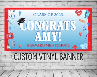 Med School Graduation Party Banner, 2023 Medical Graduation Decor, Medical School Graduation Backdrop, Medical School Graduation Party Deco