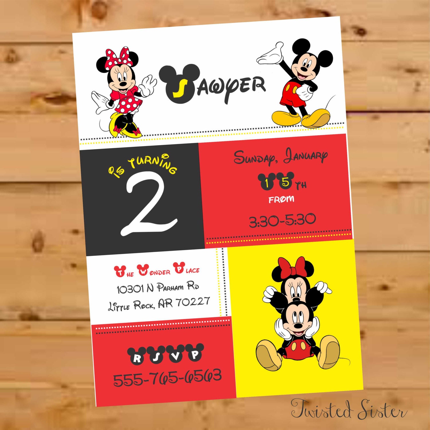 Mickey Mouse Birthday Invite Mickey Mouse Invitation Mickey Etsy