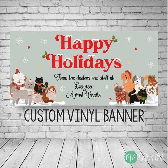 Happy Holidays Veterinary Banner, Veterinary Appreciation Banner, Dog