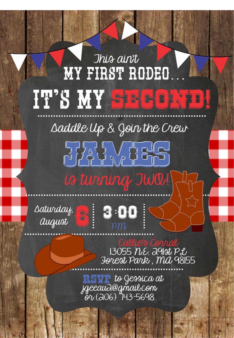 Cowboy birthday invitation, Cowgirl birthday invitation, Western birthday invitation, First Birthday Invite, Cowboy first birthday, Western image 3