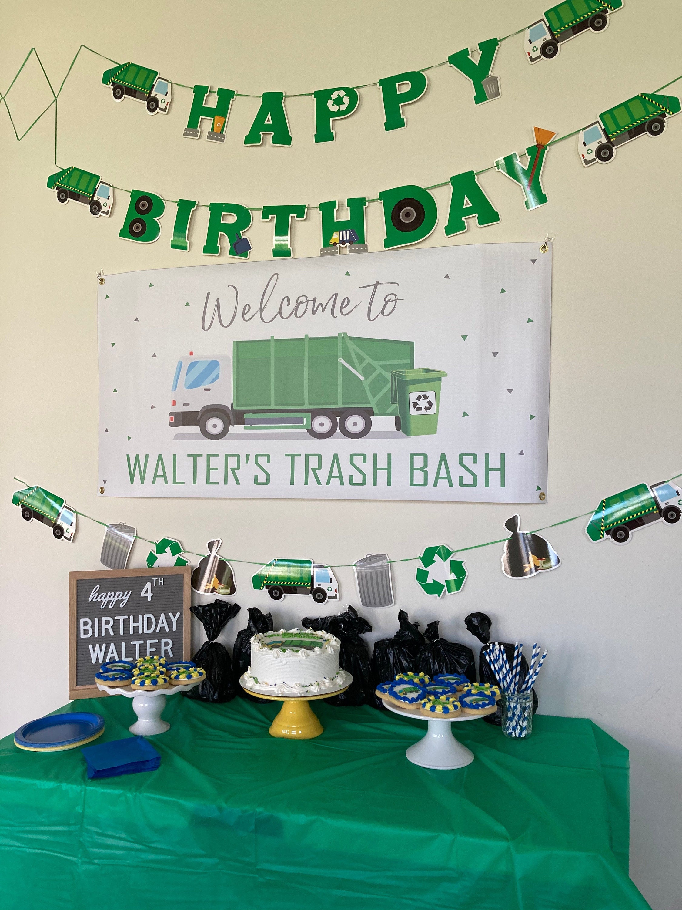 Anniversaire De Camion A Ordures Banniere Danniversaire Etsy Canada