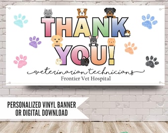 Veterinary Appreciation Week Banner, Custom Thank You Veterinarian Technician Sign 2026, Personalized
