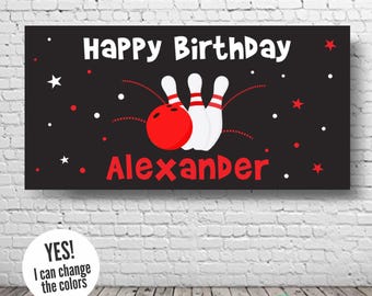 Banner de cumpleaños de bolos / Decoración de vinilo personalizada para fiesta de niñas