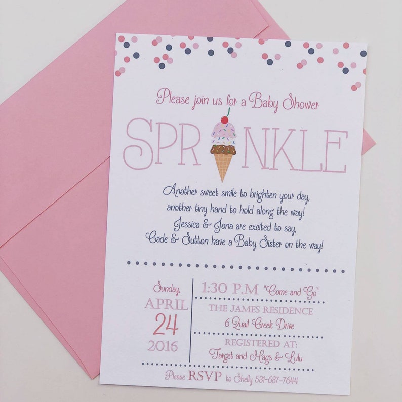 Ice Cream Sprinkle Baby Shower Invitation Sprinkle Etsy