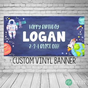 Space Banner, Outer Space Birthday Banner, First Trip Around the Sun Banner, Space Birthday Decor, Astronaut Banner, Space Galaxy Banner Boy