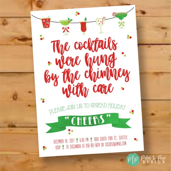 christmas cocktails party invitation holiday party invite etsy christmas cocktail party invites