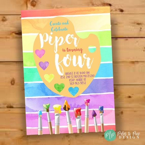 Paint Party Invitation, Art Party Invite, Paint Party Invite, Art Birthday Party, Art Party Invitation, Watercolor invite, Art Paint Party Il_570xn