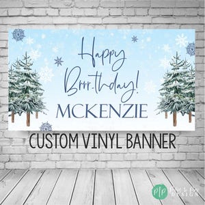 Winter Birthday Party, Winter Wonderland Birthday Banner, Brrr-thday Birthday Banner, Christmas Tree banner, Christmas Winter Photo Backdrop