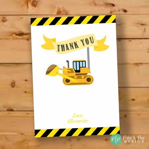 Construction Thank You Card, Construction Birthday Thank You, Construction Birthday Party, Chalkboard Thank You, Thank You Card Construction image 2