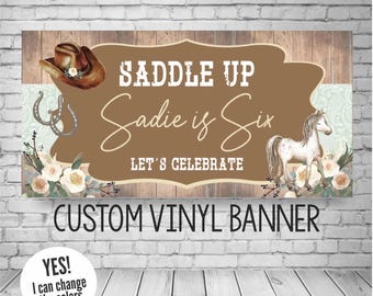 Horse Birthday Decorations, Cowgirl Party Banner, Personalized Western Birthday Decor for girls