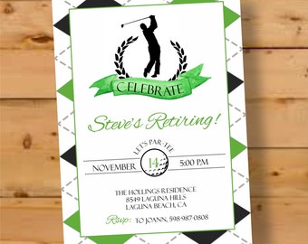 Retirement Party Invite, Golfing Retirement Party, Golfing Birthday Invite, Adult Birthday Invitation, Man's Golf Birthday Party Invitation